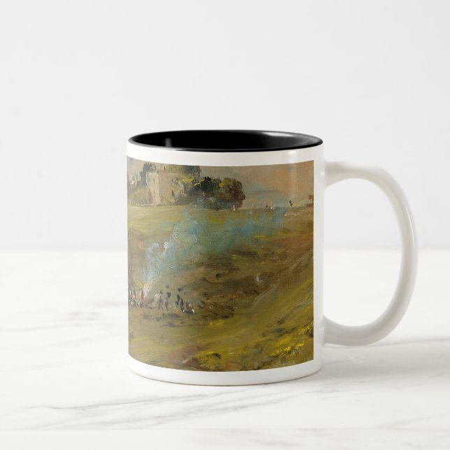 A View of Hampstead Heath, with figures round a bo Two-Tone Coffee Mug (Right)