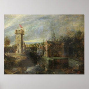 A View of Het Steen in the Early Morning Poster