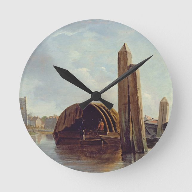 A View of Lambeth (oil on panel) Round Clock (Front)
