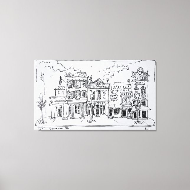 A view of M Street in Georgetown, Washington DC. Canvas Print (Front)