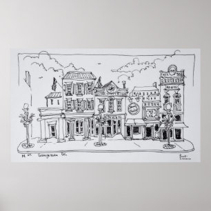 A view of M Street in Georgetown, Washington DC. Poster