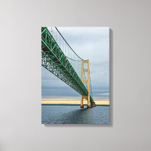 A view of Mackinac Bridge from Lake Michigan 2 Canvas Print