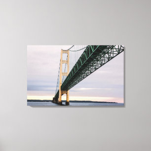 A view of Mackinac Bridge from Lake Michigan Canvas Print