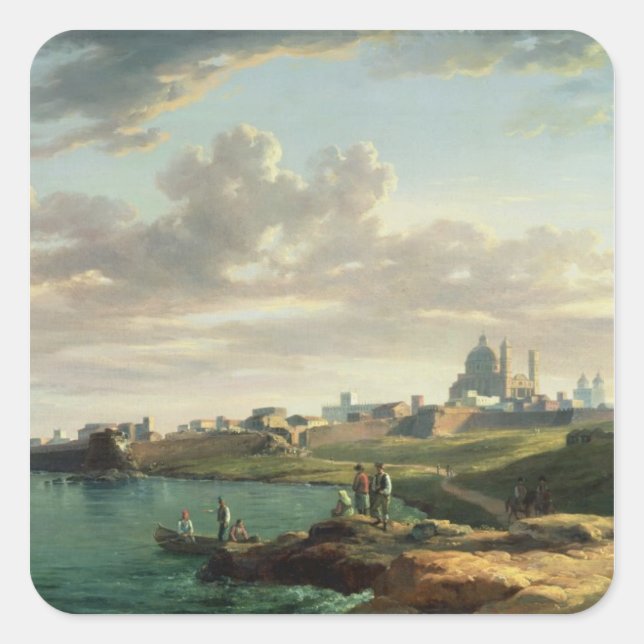 A View of Montevideo Square Sticker (Front)