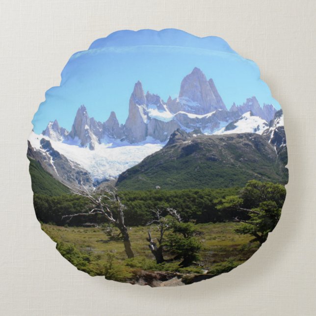 A View Of Mount Fitz Roy Round Cushion (Front)