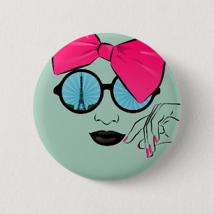 A View of Paris Oversized Bow Face 6 Cm Round Badge