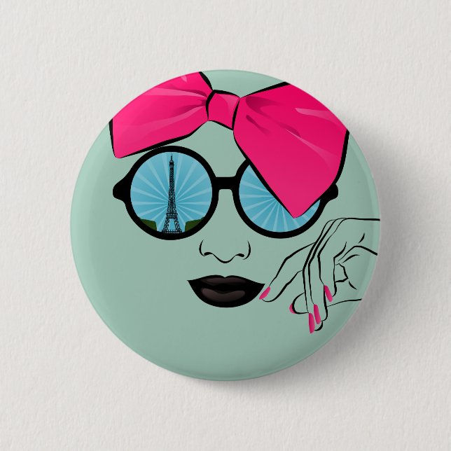 A View of Paris Oversized Bow Face 6 Cm Round Badge (Front)