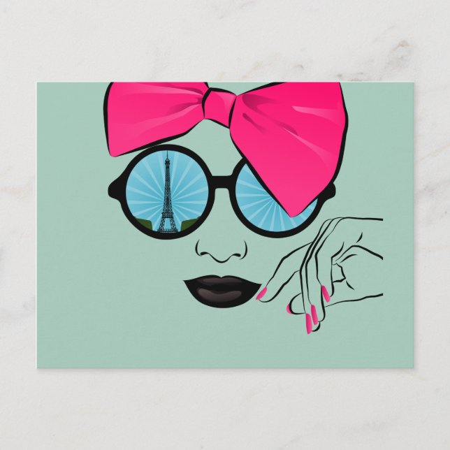 A View of Paris Oversized Bow Face Postcard (Front)
