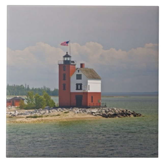 A view of Round Island Light Station. Tile (Front)
