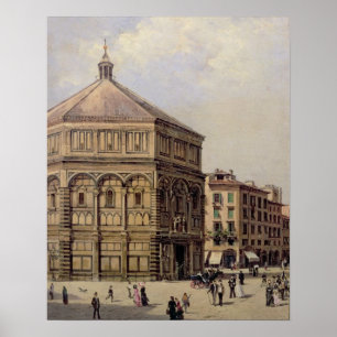 A View of the Baptistry in Florence (panel) Poster