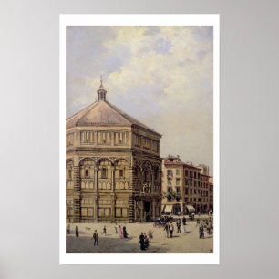 A View of the Baptistry in Florence (panel) Poster