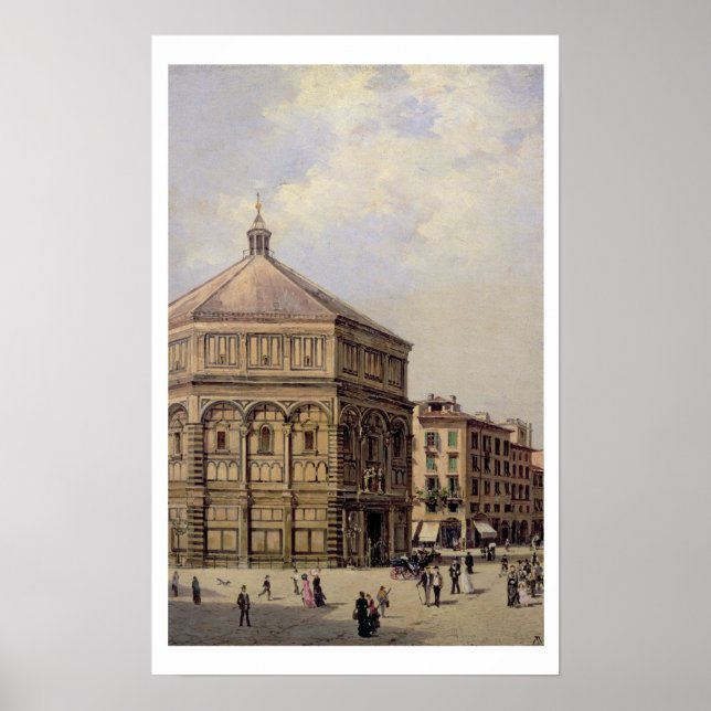 A View of the Baptistry in Florence (panel) Poster (Front)