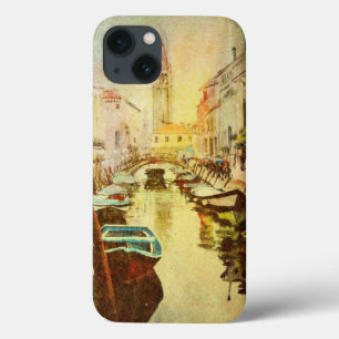 A View Of The Canal With Boats And Buildings iPhone 13 Case