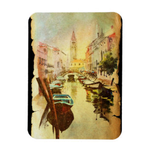 A View Of The Canal With Boats And Buildings Magnet