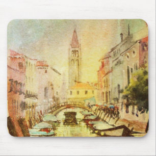 A View Of The Canal With Boats And Buildings Mouse Mat