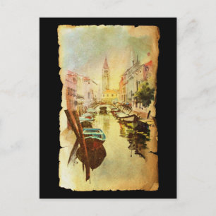 A View Of The Canal With Boats And Buildings Postcard