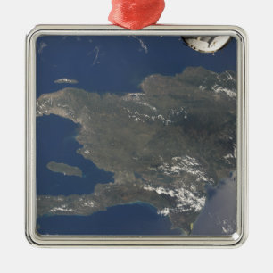 A view of the Caribbean island of Hispaniola Metal Tree Decoration