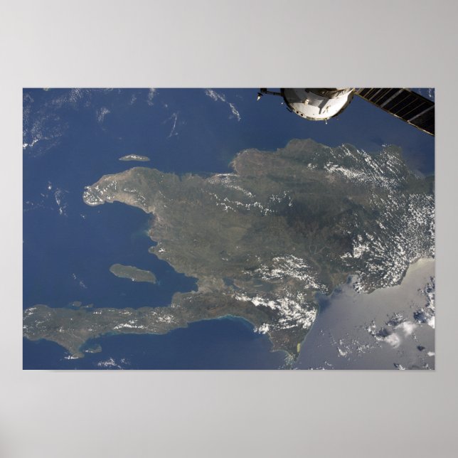 A view of the Caribbean island of Hispaniola Poster (Front)