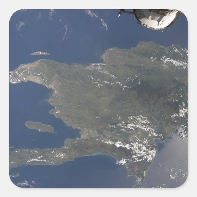 A view of the Caribbean island of Hispaniola Square Sticker (Front)