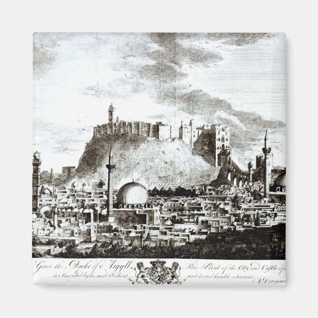 A view of the city and castle of Aleppo, Syria Magnet (Front)