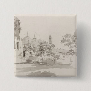 A View of the Cuttera Built by Jaffier Cawn at Mur 15 Cm Square Badge