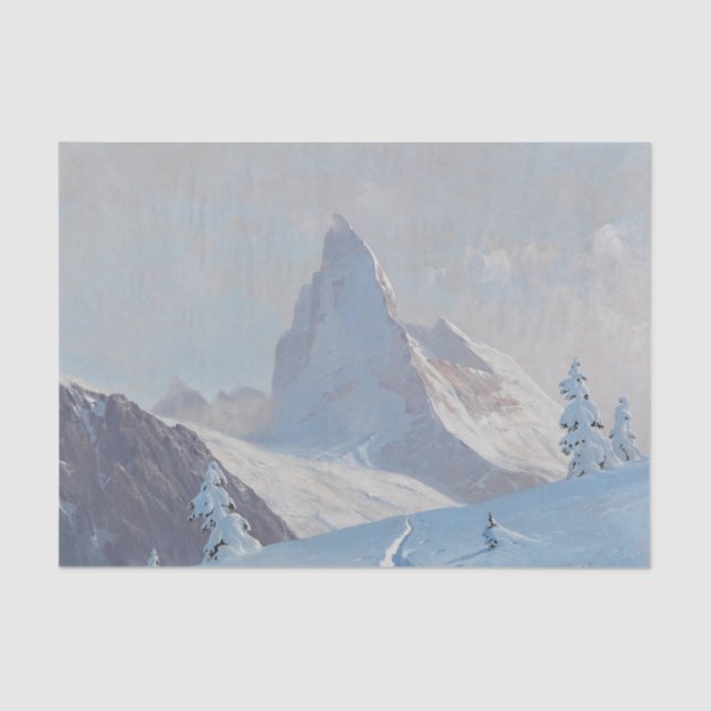A View of the Matterhorn, Winter Decoupage Tissue Paper (Front)