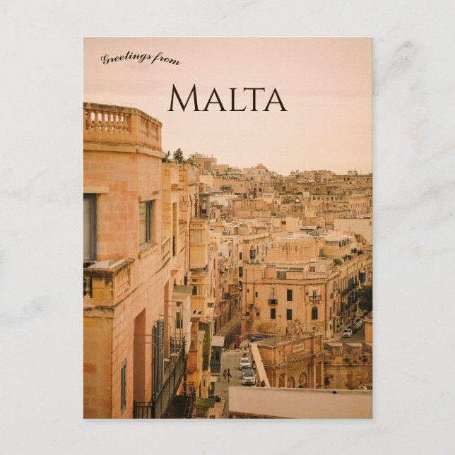A View of Valletta Malta Postcard (Front)
