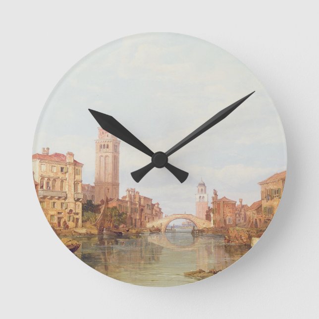 A View of Verona, 1848 (oil on canvas) Round Clock (Front)