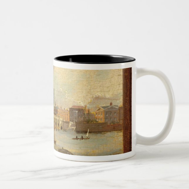 A View of Westminster Bridge (oil on panel) Two-Tone Coffee Mug (Right)