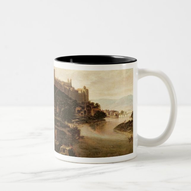 A View of Windsor Castle with Figures and Vessels Two-Tone Coffee Mug (Right)