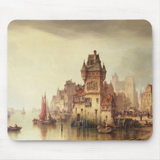 A View on the River, Dordrecht, 1879 (oil on canva Mouse Mat (Front)