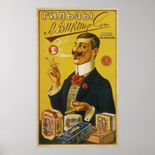 A.Viktorson’s Cigarette Papers ~ Russia ~ 1905 Poster