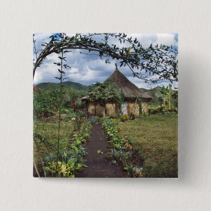 A village in the Highlands, Goroka, Papua New 15 Cm Square Badge