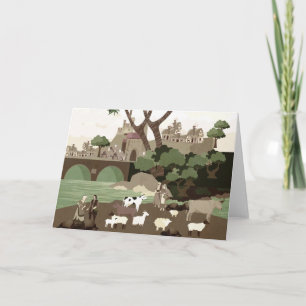 A village in the Middle Ages Holiday Card