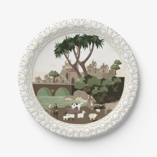 A village in the Middle Ages Paper Plate