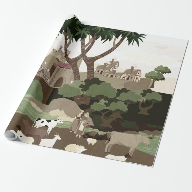 A village in the Middle Ages Wrapping Paper (Unrolled)