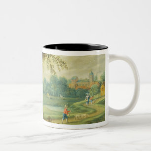 A Village Landscape by a River Two-Tone Coffee Mug