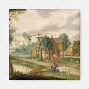 A village landscape magnet