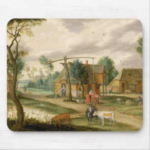 A village landscape mouse mat
