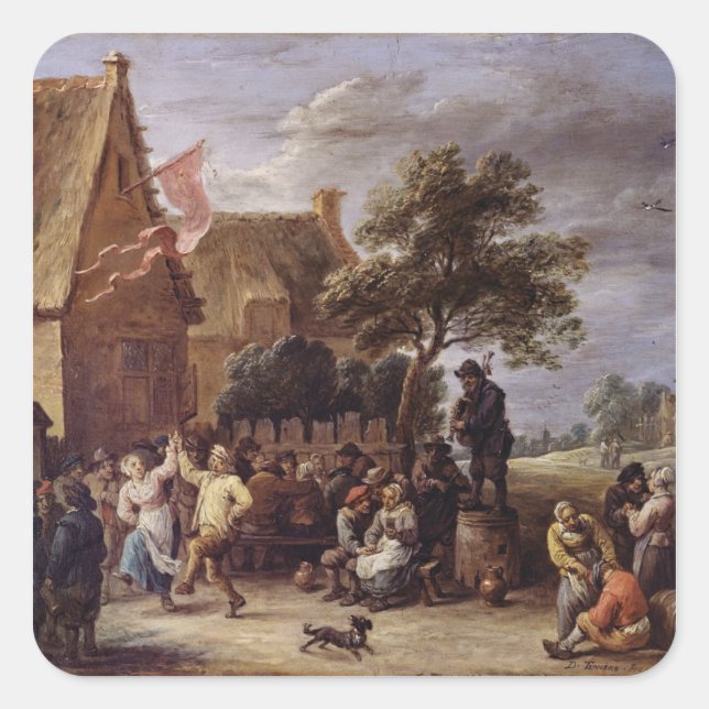 A Village Merrymaking Square Sticker (Front)