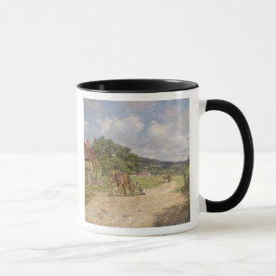 A Village Scene (oil on canvas) Mug