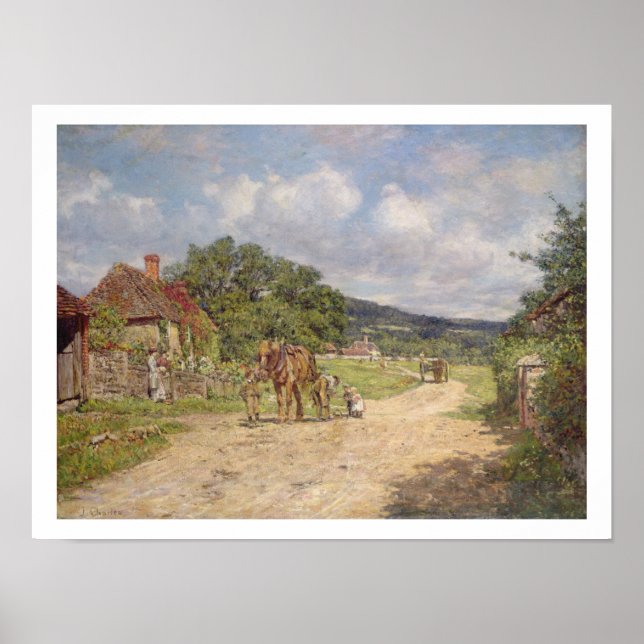 A Village Scene (oil on canvas) Poster (Front)