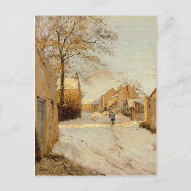 A Village Street in Winter by Alfred Sisley Postcard (Front)