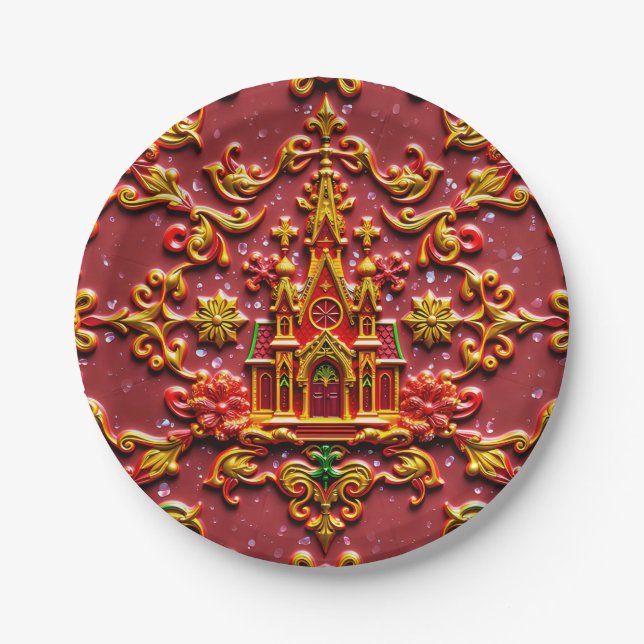 A VINTAGE CHURCH ~ Cute ~ Paper Plate (Front)