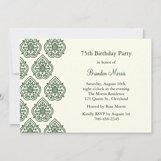 A Vintage Damask Birthday Invitation (Front)