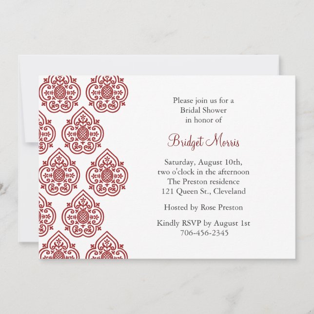 A Vintage Damask Bridal Shower Invitation (Front)