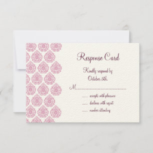 A Vintage Damask RSVP pink/off-white Card