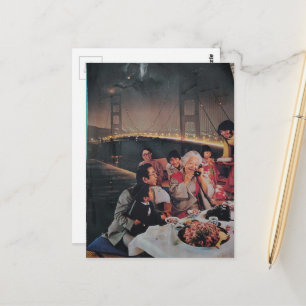A Vintage Family Scenic Dinner at the Bridge Postcard
