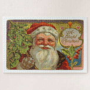 A vintage Father Christmas greeting postcard, Jigsaw Puzzle