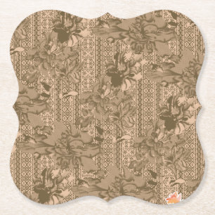 A vintage floral pattern with intricate brown desi paper coaster